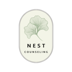 Logo for nest Counseling, leaf image